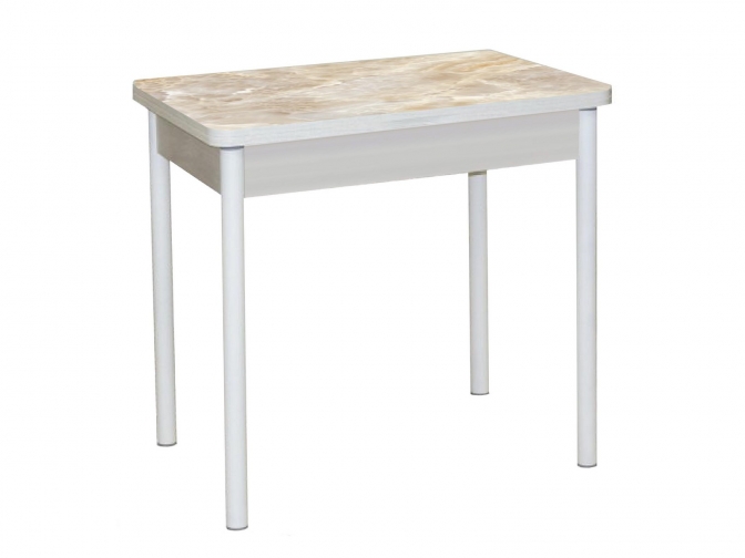 Стол обеденный поворотно-раскладной Бронкс фотопечать оникс дуб молочный+белый