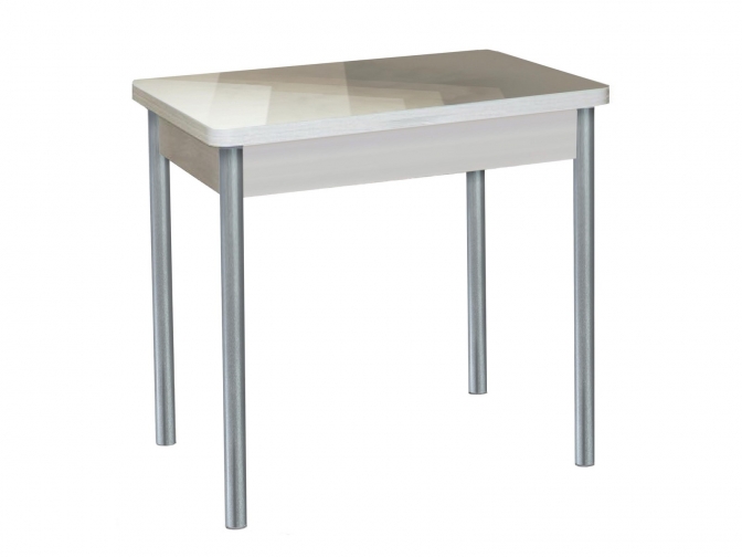 Стол обеденный поворотно-раскладной Бронкс фотопечать 024 дуб молочный+металлик