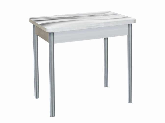 Стол обеденный поворотно-раскладной Бронкс фотопечать 029 бетон белый+металлик