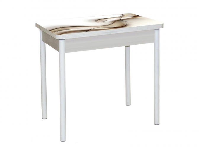 Стол обеденный поворотно-раскладной Бронкс фотопечать 032 дуб молочный+белый