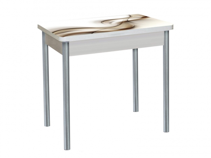 Стол обеденный поворотно-раскладной Бронкс фотопечать 032 дуб молочный+металлик