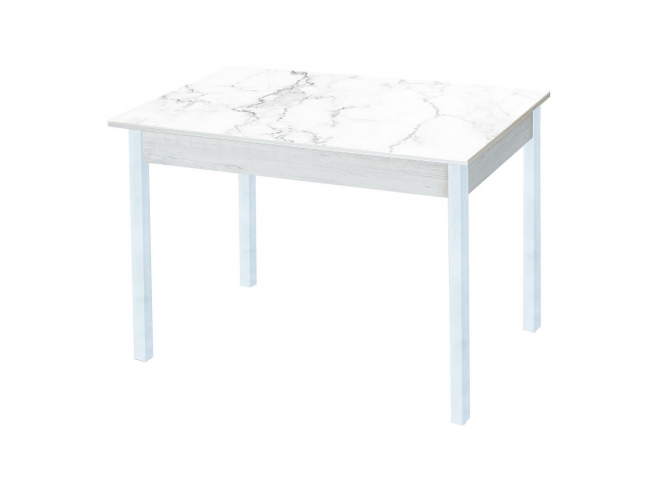 Стол обеденный раскладной Альфа фотопечать мрамор бел. бетон белый+белый