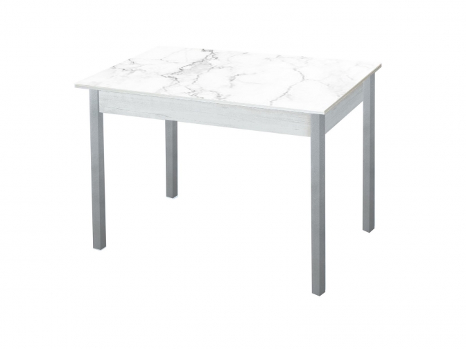 Стол обеденный раскладной Альфа фотопечать мрамор бел. бетон белый+металлик