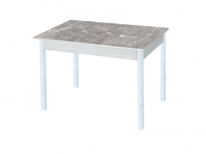 Стол обеденный раскладной Альфа фотопечать мрамор серый бетон белый+белый
