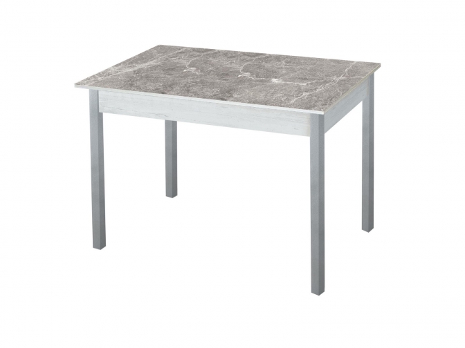 Стол обеденный раскладной Альфа фотопечать мрамор серый бетон белый+металлик