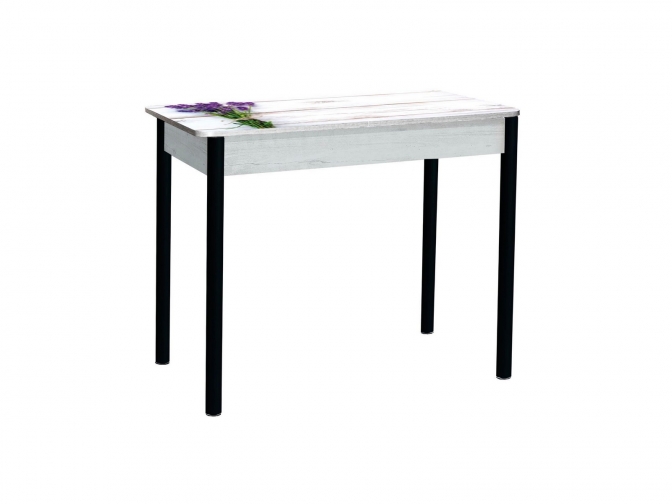 Стол обеденный раздвижной Нью-Йорк фотопечать букет бетон белый+черный