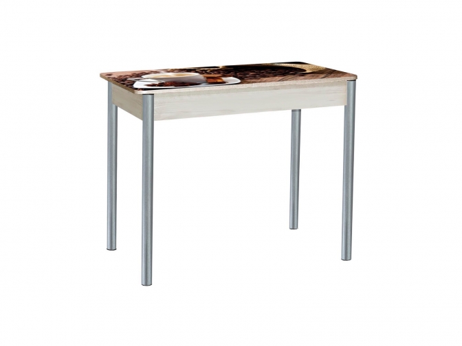 Стол обеденный раздвижной Нью-Йорк фотопечать чашка дуб молочный+металлик