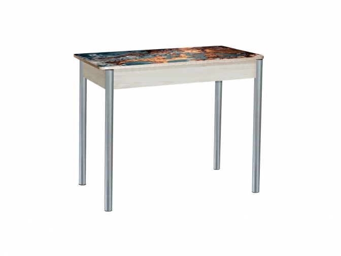 Стол обеденный раздвижной Нью-Йорк фотопечать космос дуб молочный+металлик