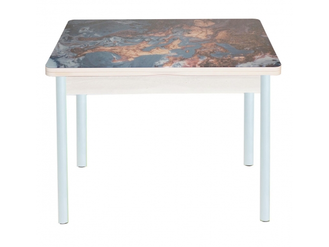 Стол обеденный раскладной Симпл фотопечать мрамор космос дуб молочный+белый