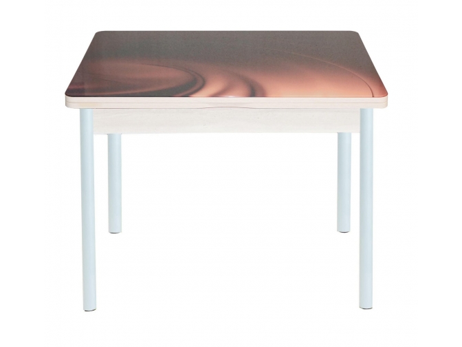 Стол обеденный раскладной Симпл фотопечать шоколад дуб молочный+белый