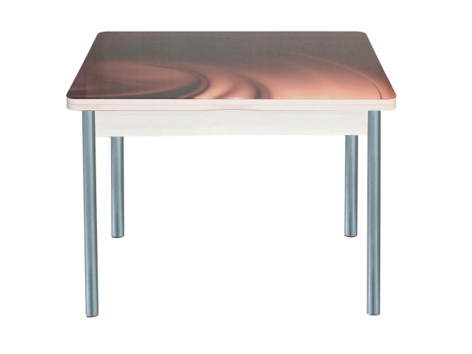 Стол обеденный раскладной Симпл фотопечать шоколад дуб молочный+металлик