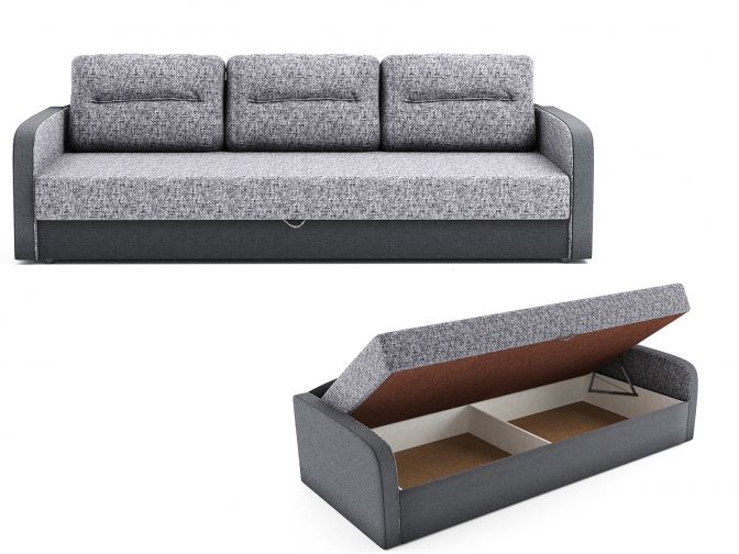 Тахта Юлия Люкс с тремя подушками Эконом с подъемным механизмом и ящиком для белья