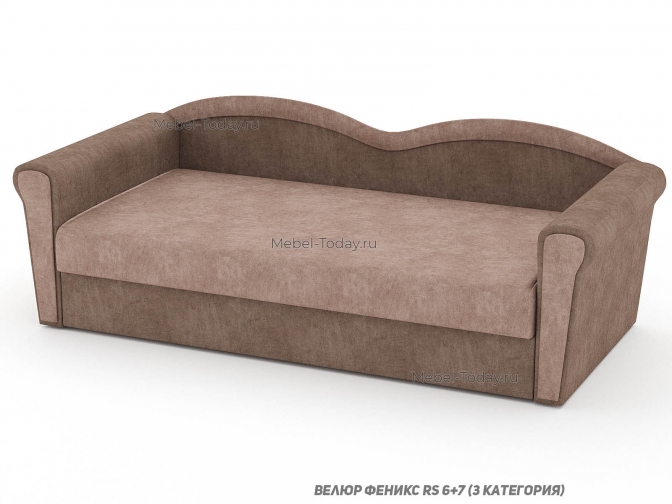 Тахта Багира с фигурной спинкой и ящиком для белья и двумя подлокотниками спальное место 100*190