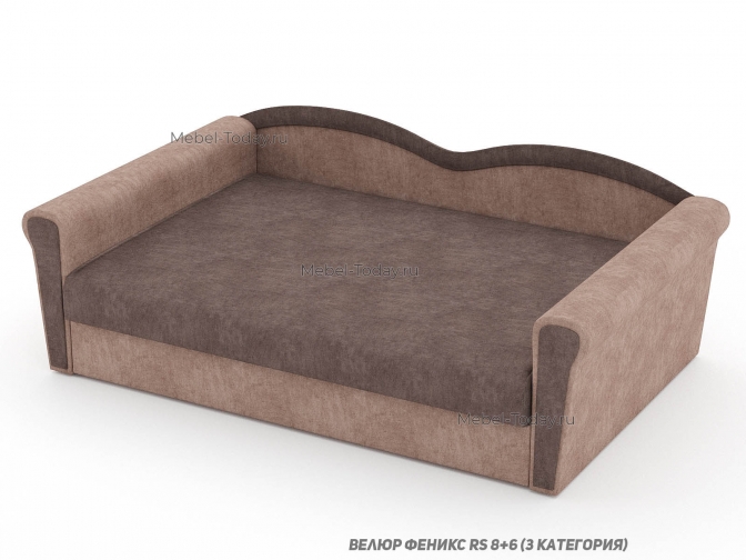 Тахта Багира с фигурной спинкой и ящиком для белья и двумя подлокотниками спальное место 140*190