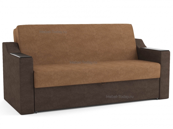 Большой диван-аккордеон Людмила ДН, спальное место 180*195 см, с МДФ подлокотниками прямыми