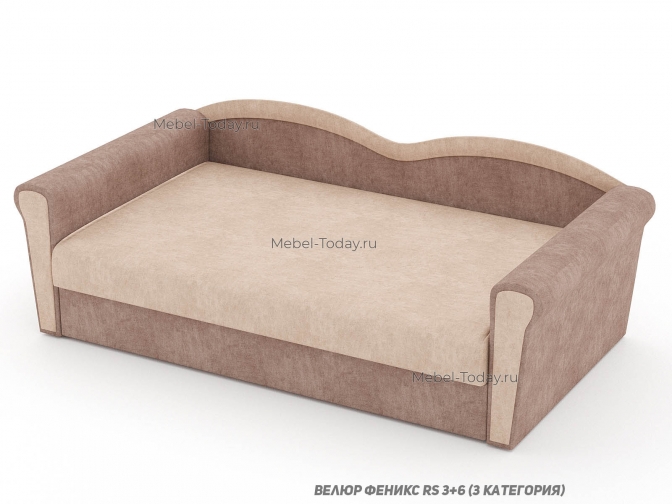 Тахта Багира с фигурной спинкой и ящиком для белья и двумя подлокотниками спальное место 120*190