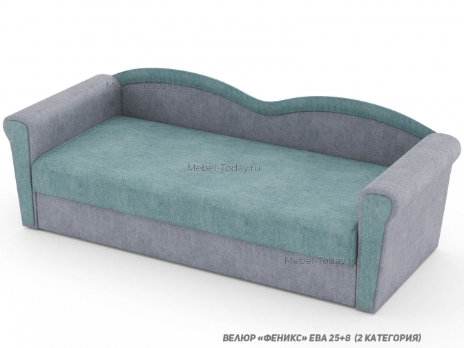 Тахта Багира с фигурной спинкой и ящиком для белья и двумя подлокотниками спальное место 90*190