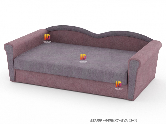 Тахта Багира с фигурной спинкой и ящиком для белья и двумя подлокотниками спальное место 120*190