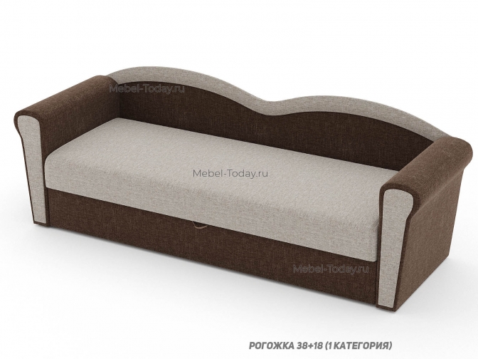 Тахта Багира с фигурной спинкой и ящиком для белья и двумя подлокотниками спальное место 70*190