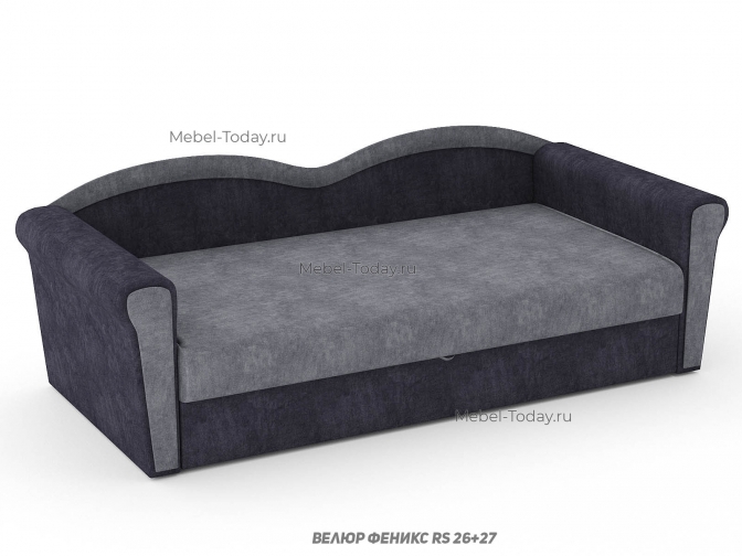 Тахта Багира с фигурной спинкой и ящиком для белья и двумя подлокотниками спальное место 100*190