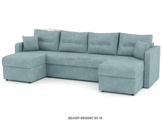 П-образный диван-кровать Леон еврокнижка, обивка бархат или велюр. диз. 2