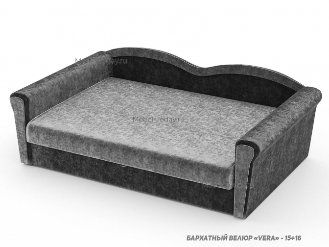 Тахта Багира с фигурной спинкой и ящиком для белья и двумя подлокотниками спальное место 140*190