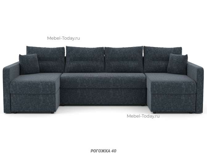 Большой П-образный диван Леон с удлинёнными подлокотниками, обивка рогожка