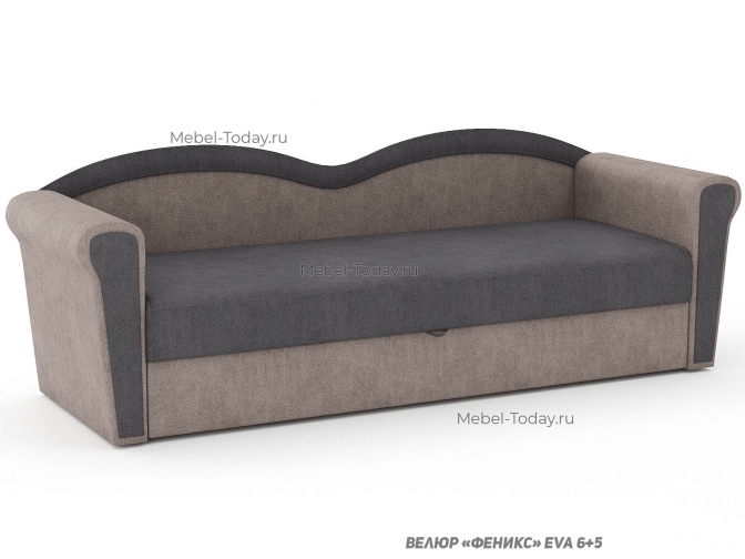 Тахта Багира с фигурной спинкой и ящиком для белья и двумя подлокотниками спальное место 70*190