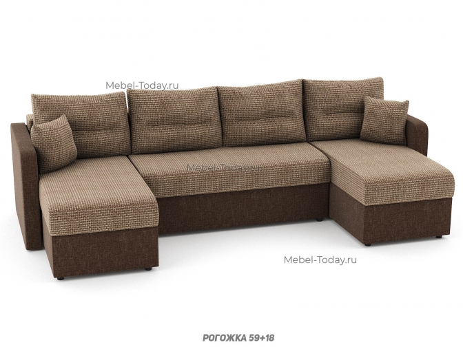 П-образный диван-кровать Леон еврокнижка, обивка рогожка, ППУ, пружинный или ортопедический диз. 2