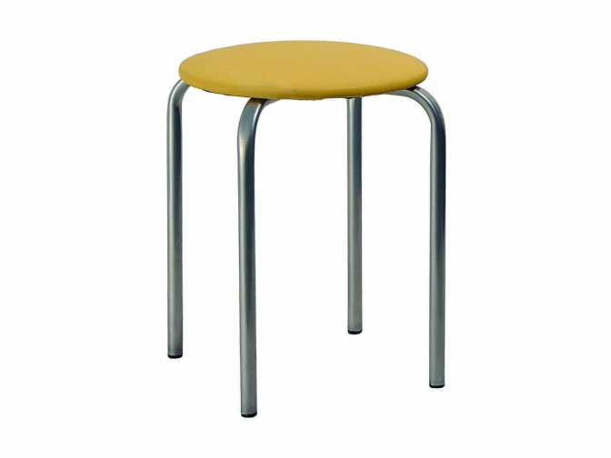 Табурет Комфорт серебро к/з бежевый