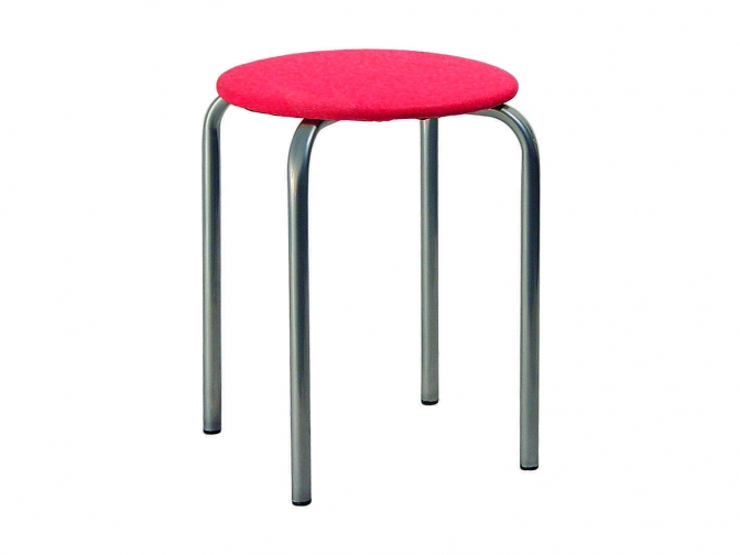 Табурет Комфорт серебро к/з красный