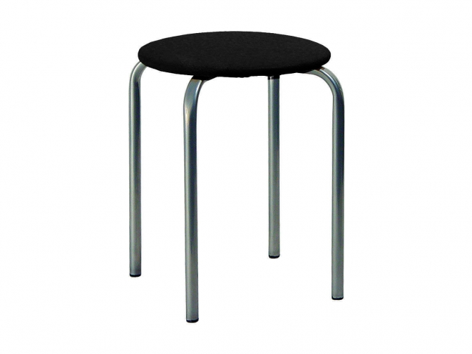 Табурет Комфорт серебро к/з черный