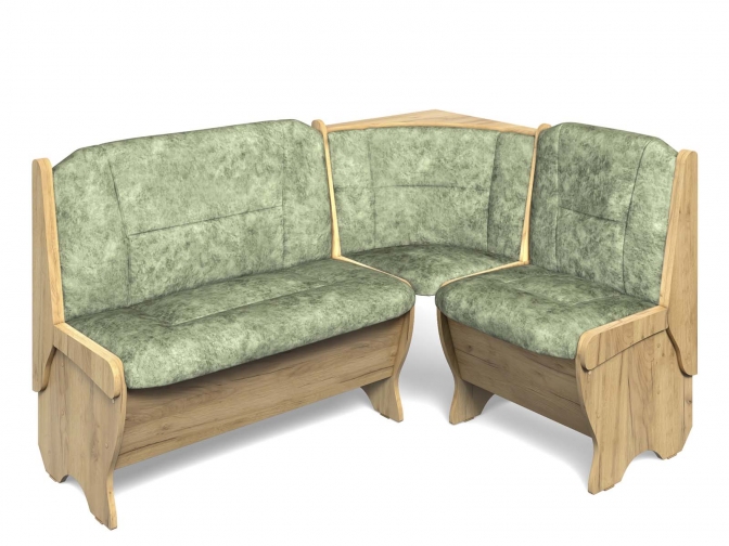 Скамья кухонная угловая Орхидея дуб крафт золотой/мохито