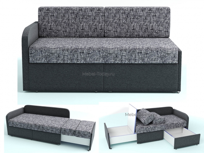 Детский диван кушетка Настя (Малютка) серый флок по акции