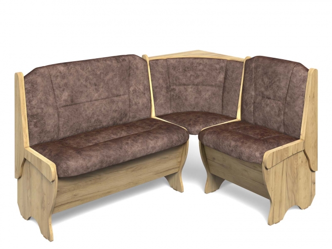 Скамья кухонная угловая Орхидея дуб крафт золотой/коньяк