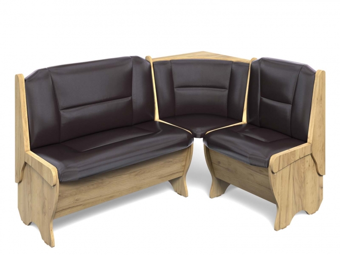 Скамья кухонная угловая Орхидея дуб крафт золотой/умбер