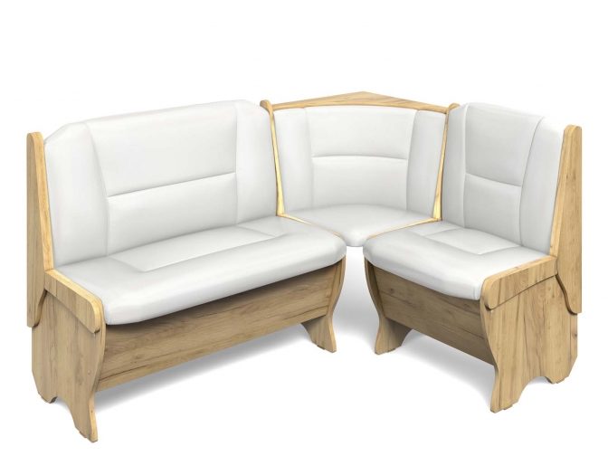 Скамья кухонная угловая Орхидея дуб крафт золотой/милк