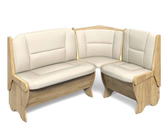 Скамья кухонная угловая Орхидея дуб крафт золотой/крем