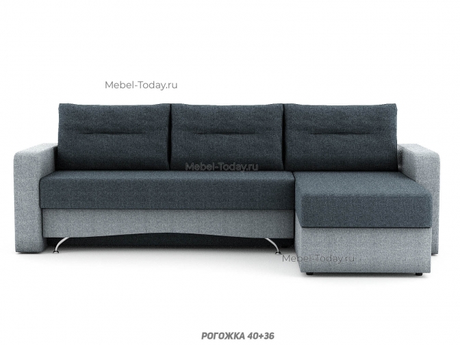 Диван угловой еврокнижка Турин, спальное место: 140*200 см, ткань рогожка
