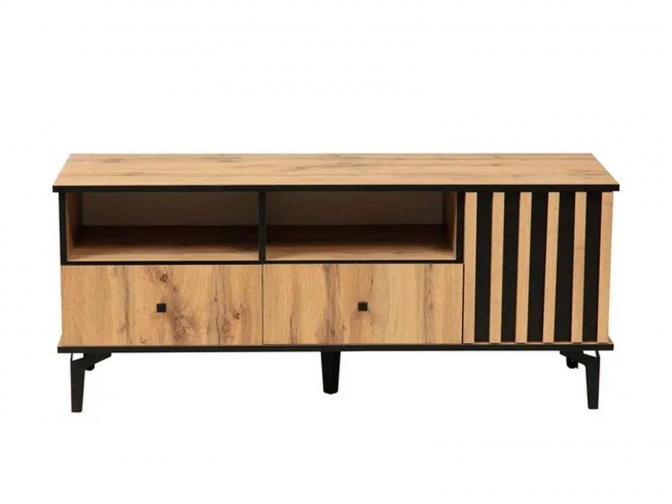 Тумба под ТВ Либерти 51.06 Дуб Вотан/Черный опора h150
