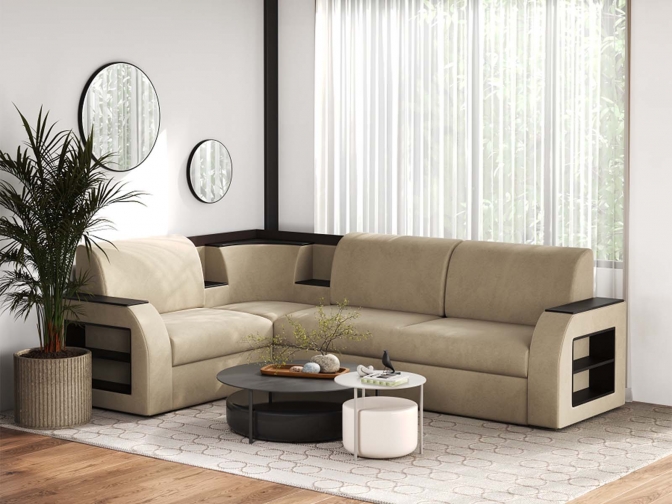 Угловой диван Ника-2 (Классик-23) велюр bingo beige