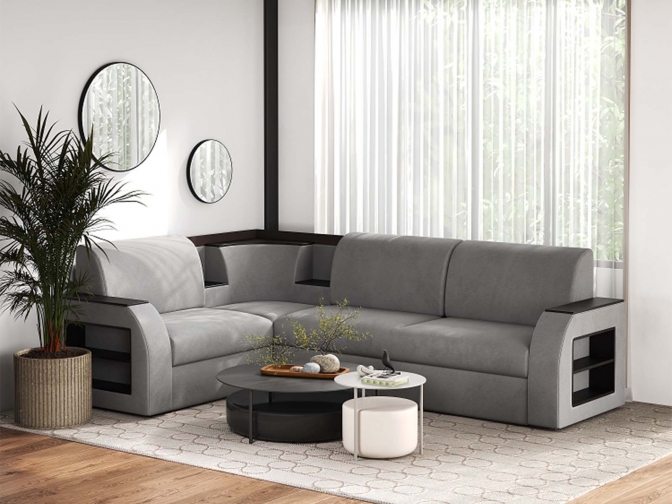 Угловой диван Ника-2 (Классик-23) велюр bingo ash