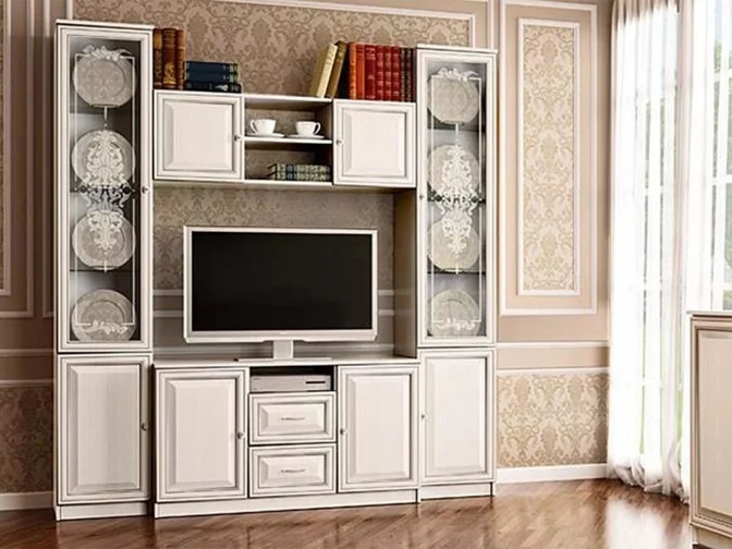 Стенка Габриэлла 06.87 Вудлайн кремовый/Сандал белый