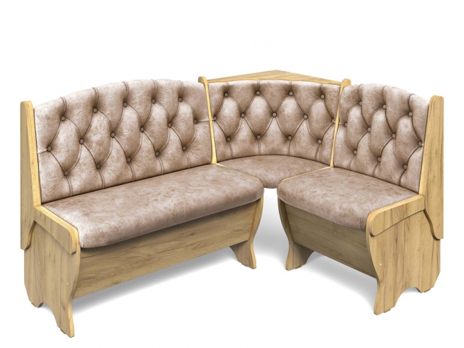 Скамья кухонная угловая Орхидея Люкс дуб крафт золотой/латте