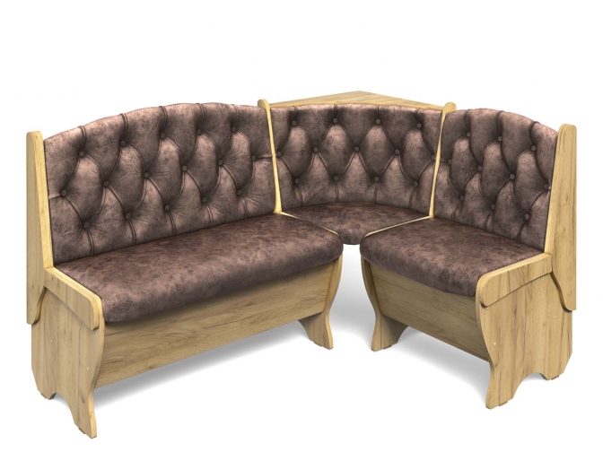 Скамья кухонная угловая Орхидея Люкс дуб крафт золотой/коняьк