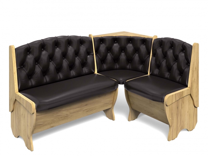 Скамья кухонная угловая Орхидея Люкс дуб крафт золотой/умбер