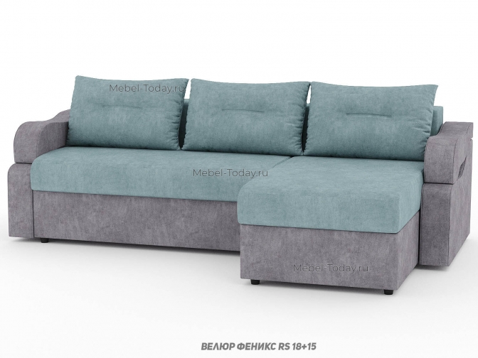 Угловой диван Сильва, механизм еврокнижка или пантограф, пружинный ортопедический или ППУ, обивка велюр и бархат