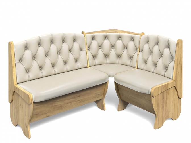 Скамья кухонная угловая Орхидея Люкс дуб крафт золотой/крем