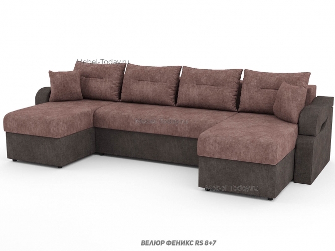 Диван угловой П-образный еврокнижка Сильва, обивка плюш или велюр