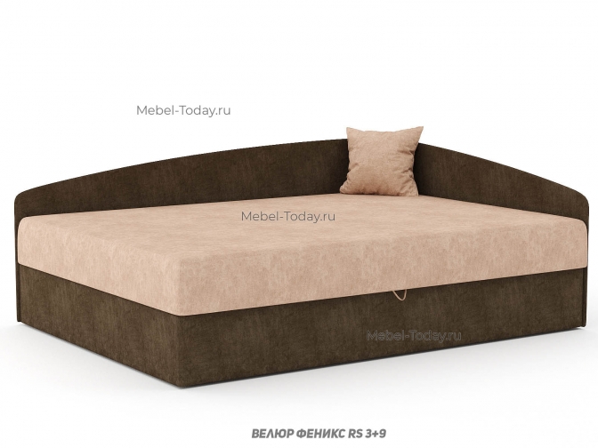 Угловая тахта Кристина Люкс 140 см – диван с ящиком, подъёмным механизмом и выбором обивки (велюр, рогожка, кожзам)